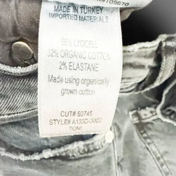 AGOLDE Toni Raw Hem Charcoal Black Denim Skinny Jeans A133D-3002 Size 25